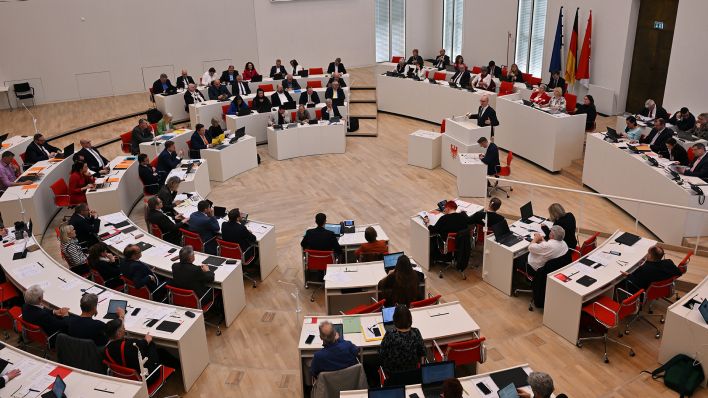 Symbolbild: Während einer Landagssitzung. (Quelle: dpa/Bernd Settnik) Symbolbild: Während einer Landagssitzung. (Quelle: dpa/Bernd Settnik)