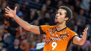 BR Volleys-Zuspieler Djifa Amedegnato jubelt (Bild: Imago Images/Andreas Gora)