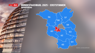 Wahlkreis-Karte Erststimmen Hochrechnung ganz Brandenburg Stand 19:39