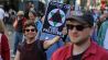 30.04.2025:Eine Frau hält ein Schild mit der Aufschrift:"Another Jew for Free Palestine" bei der Demo in Berlin-Wedding.(Quelle:imago images/R.Fouladi)